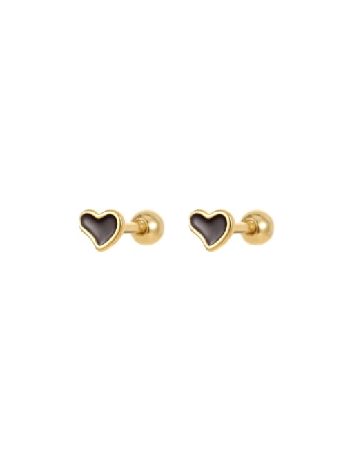 ES2426 [Silver Plated Gold] 925 Sterling Silver Enamel Heart Minimalist Stud Earring